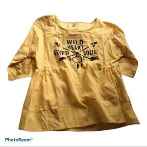 Mislook Wild heart Gypsy soul bohemian yellow top